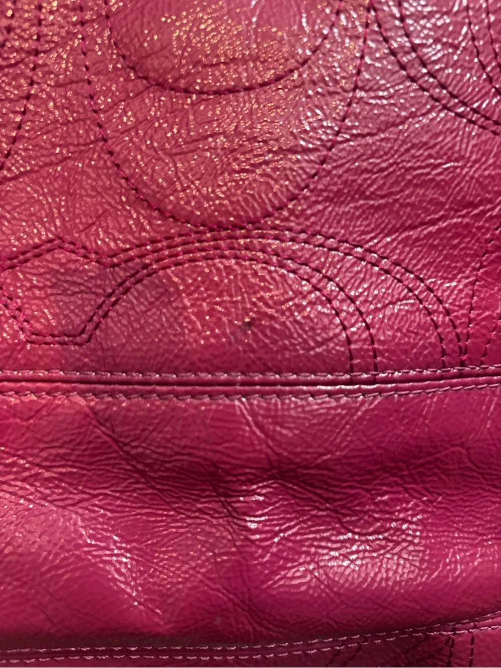 Coach F15142 Magenta Patent Leather Signature Tote